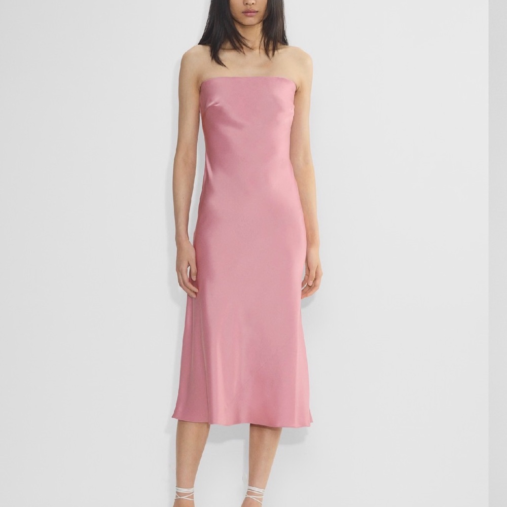 Aritzia Wilfred Charmaine Satin Maxi Dress in Tart Pink